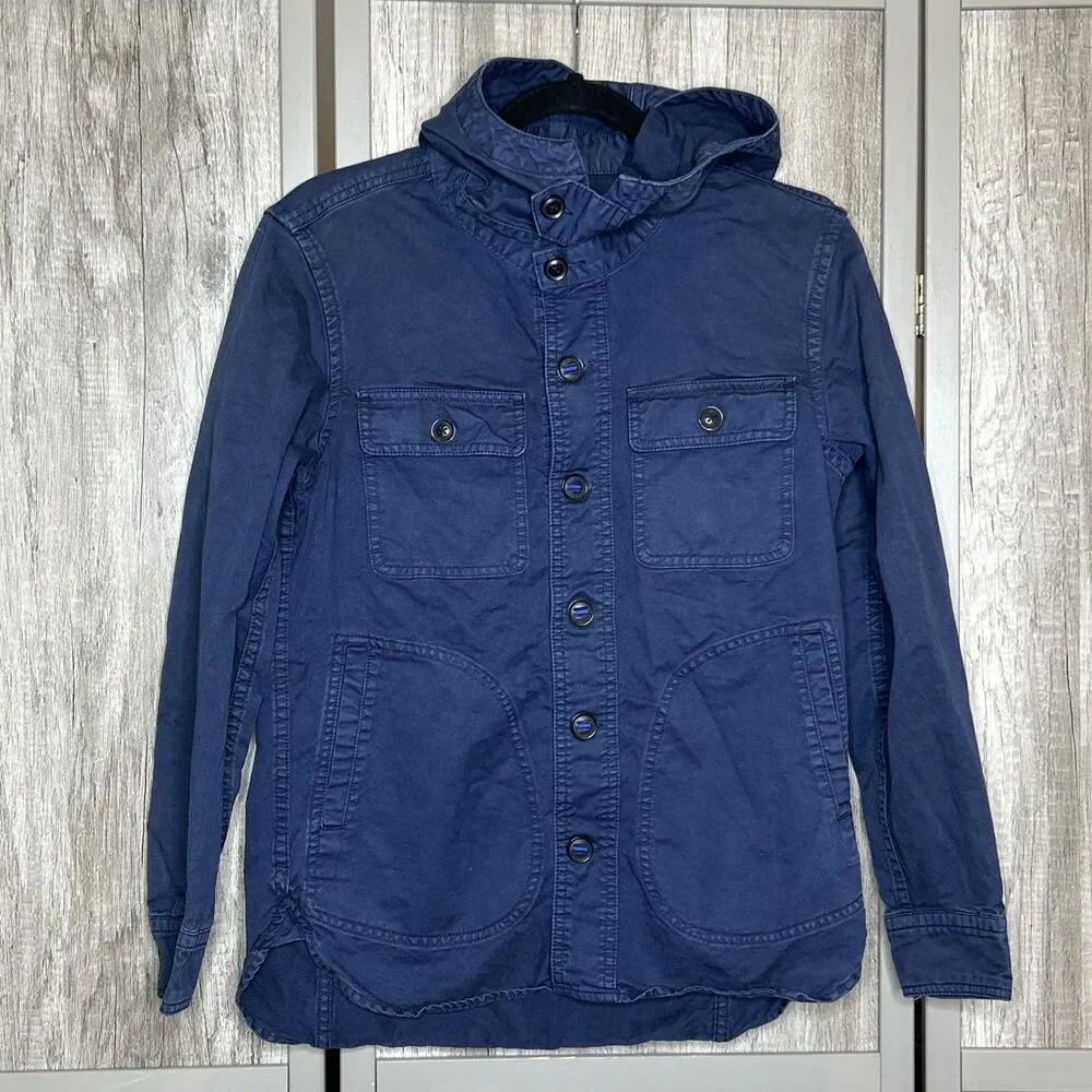 Junmen Utility Jacket Shirt Men Size S Hooded Made in Japan Navy